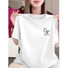 Venta de Liquidación~ Camiseta de Manga Corta de Gama Alta para Mujer, Cuello Redondo Holgado, Estampada, Adelgazante, Tallas Grandes, Top Casual, Nuevo Estilo de Verano