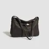 Bolso de Hombro Hobo Minimalista de Gamuza Negro Clásico Cierre de Nudo Dorado Vintage Cruzado Relajado para el Día a Día