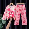 Pijama Transfronterizo para Niñas del Sudeste Asiático Primavera y Otoño Nuevo Manga Larga Delgado Dibujos Animados Ropa de Casa para Niños Traje