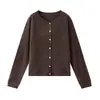 26 Otoño Invierno Más Vendido Cárdigan Cepillado Suéter de Seda de Morera Lana Cachemira Botones de Concha Cuello con Borde Enrollado Color Sólido Elegante Ropa de Abrigo