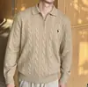 Suéter de punto para hombre transfronterizo con bordado de logo de poni, otoño e invierno, con cuello camisero, cremallera y tejido de ochos, en un estilo "old money" con un toque de alta gama.