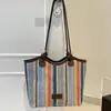 Bolsa de Lona Tecida Color Block Portátil e Fashion, Bolsa Tote Casual para Viagem, Design Simples de Nicho, Bolsa Versátil para o Dia a Dia para Mulheres