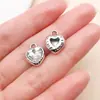 Colgante Charm Corazón de Pedrería Blanca K Niche 14x11mm Aleación de Zinc para Joyería DIY Llavero Accesorios de Aretes