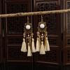 Pendientes de Plumas de Colores Estilo Étnico Bohemio, Pendientes de Perlas con Forma de Gota de Agua, Accesorios para Sesiones de Fotos, Pendientes de Estilo Étnico