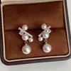Pendientes de Perla Estilo Francés con Aguja de Plata S925 para Mujer 2026 Nuevos Pendientes de Tuerca de Circonita Lujo Ligero Elegantes Pendientes de Diseño de Nicho