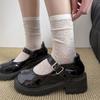 Meias finas brancas de primavera e verão com salto estilo academia meias femininas de tubo médio meias clássicas fofas JK Lolita meias japonesas empilhadas