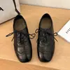 Zapatos casuales retro de cuero con cordones para mujer, nueva colección otoño 2026, forrados de felpa para abrigar, suela suave, versátiles para el trabajo, planos de punta profunda