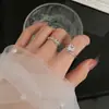Anillo Abierto Cuadrado de Circonita Plegado Moda Exquisito Versátil Anillo para Dedo Índice Personalidad Lujo Ligero Temperamento Joyería al por Mayor para Mujeres