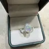 Anillo de ópalo natural, montura de plata 925, anillo de ópalo, anillo de estilo europeo y americano vintage