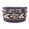 Pulsera de Cuero Vacuno Genuino Estilo Étnico Transfronterizo Pulsera de Corazón de Durazno Caliente Traje para Hombre Cuerda de Cuero Tejida Pulsera con Cuentas Suministro