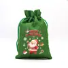 Bolsa de Regalo Navideña Verde al por Mayor Transfronteriza Bolsa con Cordón de Papá Noel Bolsa de Dulces de Nochebuena Bolsa para Manzanas Bolsa de Lino