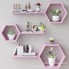 Estante de Almacenamiento de Madera Maciza Transfronterizo Selección Multicolor Tres Maceteros Hexagonales Estante de Almacenamiento para Montar en la Pared Venta al por Mayor