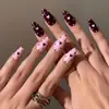 24 piezas para el Día de San Valentín con tema de amor, dulces y geniales, color contrastante, puntas de uñas de lunares, puntas de uñas con forma de almendra, producto terminado desmontable