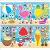 CM2411010 Verão Colorido Desenho Animado Infantil Pai-Filho Quebra-cabeça Interativo DIY Adesivo de Rosto Adesivo de Frutas