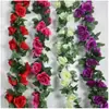 Rosa artificial, flor falsa, enredadera para colgar en la pared, sinuoso, para aire acondicionado, tubería de agua, refugio, decoración, sala de estar, techo, plantas de plástico.