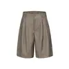 Yidao Vintage 2026 Verano Nuevo Estilo Japonés Diseño Simple de Pliegues Cintura Semi-Elástica Sueltos Casuales Pantalones Cortos de Cinco Puntos