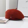 Estilo Francés Diseño Plisado Retro Lana Boina de Lana para Mujer Otoño e Invierno Estilo Coreano Elegante Cara Pequeña Gorra de Pintor Moderna