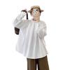 Camisa de Muñeca Ajustada Estilo Japonés para Mujer 2024 Principios de Otoño Nueva Retro Holgada de Algodón Manga Larga