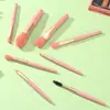 Juego de 8 brochas de maquillaje pequeñas Macaron, herramientas de maquillaje de belleza, juego de brochas de maquillaje de lana suave, mini juego portátil de rubor en polvo