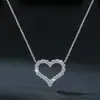 Colar Coração em Prata de Lei S925 Tendência Luxo Leve Moda Coração Totalmente Cravejado Colar Coração de Moissanita Presente de Dia dos Namorados