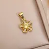 Colgante de Lujo Accesible Flor de Cobre Chapada en Oro Europea y Americana Micro-Pavimentada con Circonita para Mujer Moda DIY Colgante de Joyería de Alta Gama