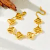 Europa e Estados Unidos moda transfronteiriça estilo ins simples liso aço inoxidável conexão de amor acessórios corrente colar pulseira conjunto