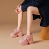 Zapatos de Plataforma de Malla Transpirable Colorblock de Primavera y Verano que Aumentan la Altura 10cm para Mujer, Casuales de Cuero de Suela Gruesa con Tacón Grueso Pequeño