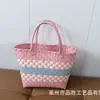 Cesta Roja Tejida a Mano de Año Nuevo, Souvenir Festivo de Boda, Bolso Tejido Tipo Cesta de Verduras de Estilo Chino de Gran Capacidad