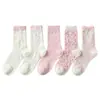 Calcetines Calcetines para niñas Calcetines con puño de burbuja para padres e hijos Temporada de primavera y otoño Calcetines JK Anti-olor Ins Modernos Versátiles Estudiante Lindos Calcetines de media pantorrilla con volantes
