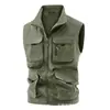 Chaleco de Trabajo para Hombre para Exteriores con Múltiples Bolsillos, Chaleco Casual para Pesca y Fotografía, Primavera/Otoño, Cuello Alto, Chaleco con Cremallera 2588