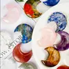 Ventas Directas de Fábrica Cristal Natural Forma de Luna Creciente Cristal Rosa No Poroso Joyería de Luna Accesorios Artesanías de Cristal Personalización