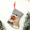 Calcetines Navideños de Lino de Nuevo Medio Transfronterizos Cartel de Madera Calcetines Navideños de Dibujos Animados Bolsa de Dulces Bolsa de Regalo Colgante para Árbol de Navidad