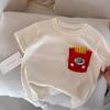 Camiseta de Manga Corta Linlinma para Niños 2026 Verano Estilo Japonés 3D Papas Fritas y Hamburguesa para Niños y Niñas, Top Moderno para Niños Pequeños