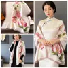 Bufanda Delgada de Satén de Seda Estilo Nuevo para Mujer, Bufanda Versátil de Seda Artificial de Marca de Moda Tendencia, Chal Cálido Estampado de Gama Alta Elegante