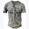 Camiseta con estampado digital para hombre, estilo europeo y americano, con estampado náutico, cuello redondo y 7 hebillas, informal, de manga corta.