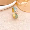 Anel Moda Europeia e Americana Novo Anel Aberto Esmaltado Colorido Design de Nicho Gota de Óleo Anel Redondo Assimétrico