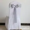 Decoração de encosto de cadeira com fita de flor de cetim, sem laço, para banquete de casamento transfronteiriço, capa elástica para cadeira