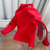 Camiseta interior de cuello alto grueso con forro polar para otoño e invierno, para niños y niñas, cuello semi alto, cálida, de manga larga