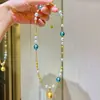Colar de Pérola de Cristal Artificial de Alto Brilho Corrente para Suéter Corrente de Clavícula Pingente Corrente para Suéter