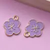Jg021 Pingente Flor de Cinco Pétalas Folha Gota de Óleo Cloisonné Acessórios de Joia Liga de Zinco DIY Pingente para Pulseira Brinco