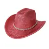 Sombrero Vaquero Occidental Nuevo y Brillante con Pedrería Transfronterizo Sombrero de Moda Tendencia para Fiesta de Baile de Otoño e Invierno Sombrero de Jazz para Mujer