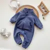 Mono de estilo coreano para recién nacidos, modelo nuevo, unisex, para bebé, versátil, con forro polar, mameluco con cremallera para bebé