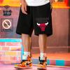 M-7XL Esportes NBA Bulls Shorts Verão Casual Calças de Praia Calças Soltas plus size Combina com tudo Shorts de Trabalho