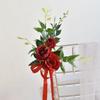 Flor de Respaldo de Silla para Ceremonia de Boda Flor de Seda Artificial Decoración de Flor para Silla de Celebración de Hotel Iglesia Ramo Adorno para Escalera Coche de Boda Lazo de Flor
