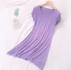 Venta al por mayor del fabricante Modal para mujer Primavera y Verano Sencillo Color Sólido Camisón Pijama Ropa de casa Holgado Talla Grande Manga Corta