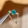 Niebla en Polvo Luz Coherente~Anillo Redondo de Zirconia Estilo Francés Elegante Lujo Ligero Diseño de Nicho Anillo Ajustable para Dedo Joyería para Mano