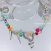 Dulce Collar de Cuentas de Color Spice Girl para Mujer Verano Lujo Ligero Nicho Doble Capa Apilado Colgante Elegante Versátil Cadena para Clavícula