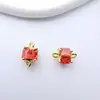 Pendientes de Cobre Chapado en Oro con Zirconia Cúbica de Diamante Cuadrado Doble Colgante Accesorios de Joyería DIY Cubo Azucarero