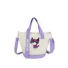 Nova Bolsa de Lona 2026 Desenho Animado Fofo Bolsa de Ombro Moderna Bolsa de Balde Transversal Simples Estampada Bolsa para Marmita