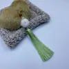 Recordando a Xiangfei Bola de Pelo de 12 cm Borla con Cuentas Colgante de Traje Antiguo Accesorios Hanfu Cheongsam Manualidades Accesorios de Vestimenta